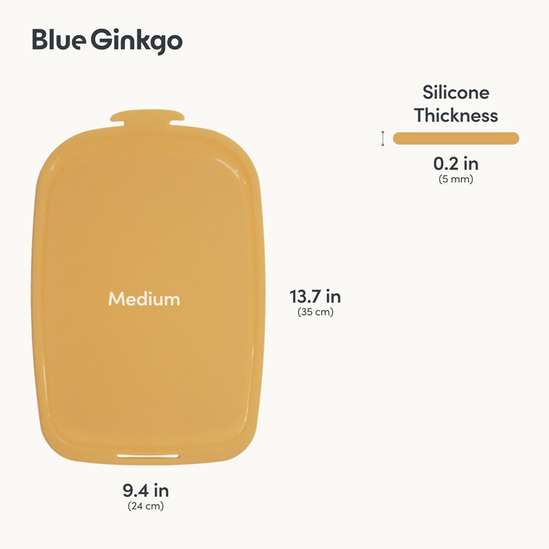 Blue Ginkgo Silicone Cutting Board – Medium – Double-Sided, Thick,