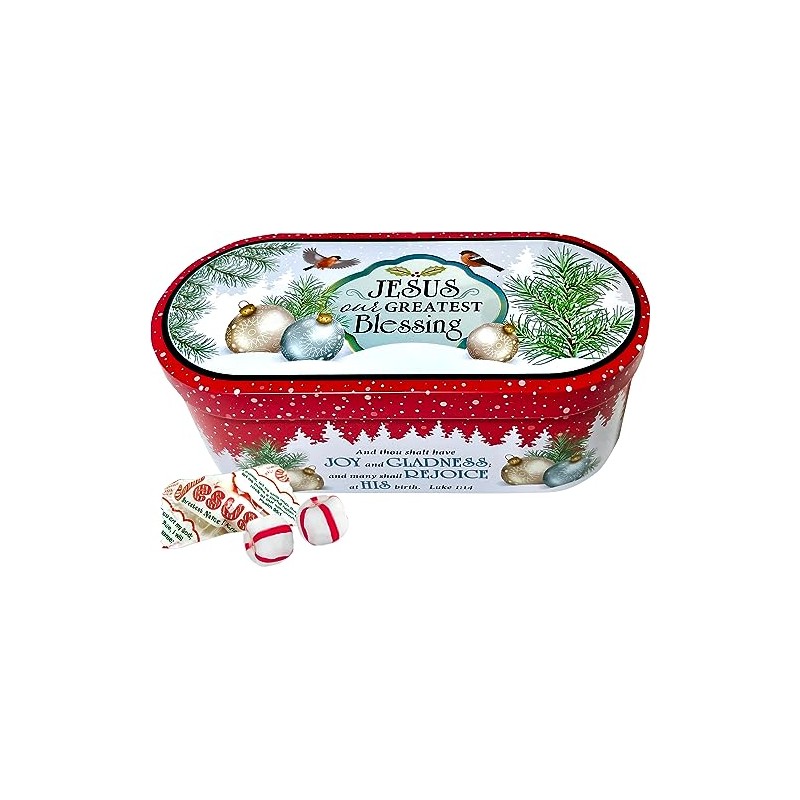 Scripture Candy, Jesus Our Greatest Blessing Christmas Tin, 4 Ounce