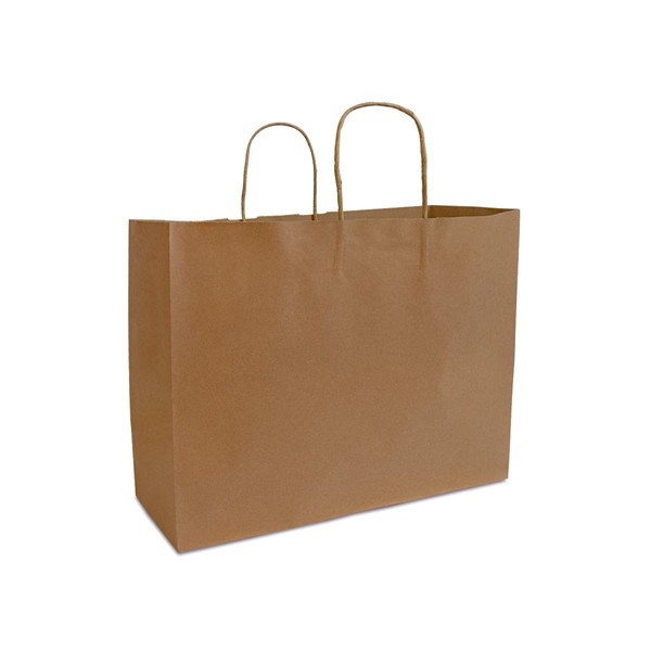 Kraft Paper Shopping Bags, 80% PCW Paper Bags With Handles, Gift Bags, Brown Bags Bulk 100 Pcs 16x6x12"-Vogue