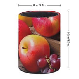 LKHDS PU Pen Holder Stand for Desk Fruits on Wood Round Pencil Holder Modern Minimalist Makeup Organizer Multifunctional Office Supplies for Office Home