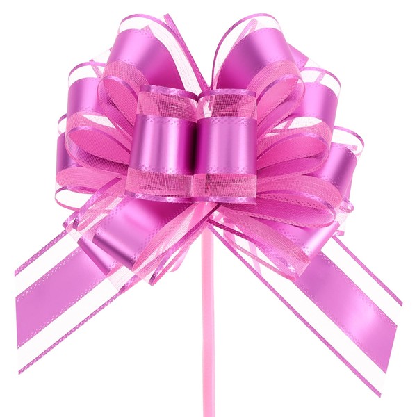 Jeffdad Bow Gift Wrapping Ribbon, 10Pcs Large 8 Inches Matte Metallic Color Bouquets Gift Bows, for Valentine's Day, Parties, Wine Bottles Decoration, Gift Wrapping and Birthday Decoration(Pink)