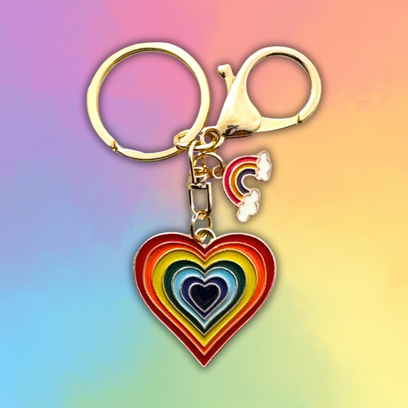 Evenchae Rainbow Heart Keychain with Clip