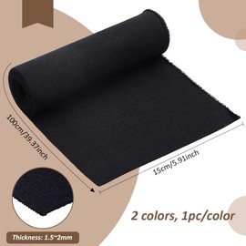 BENECREAT 2Pcs 2 Colors Black White Rib Cuff Fabric, 39.37x5.9 Inch Stretch Fine Ribbing Knit Fabric Elastic Knit Material for Waistband Neckband Cuffs Jacket Extension
