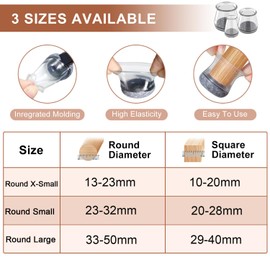24 Pcs Chair Leg Floor Protectors Furniture Pads Floor Protectors Furniture Sliders for Protecting Hardwood/Tile/Laminate Floors from Scratches and Noise Round X-small (Fit:13-23mm)