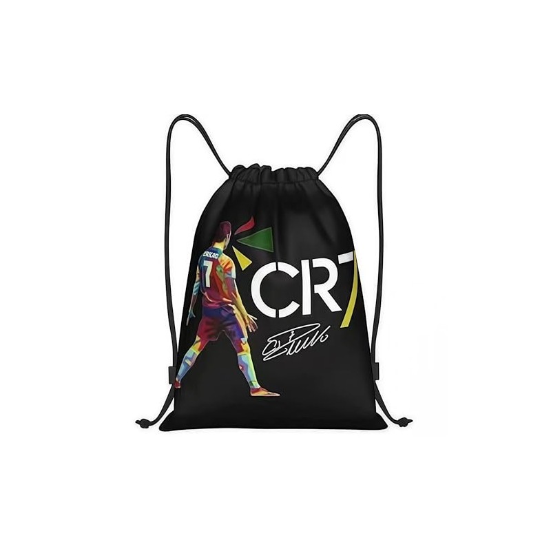 Generisch Football Motif Gym Bag, Drawstring Bag, Multi-Colour on Black,