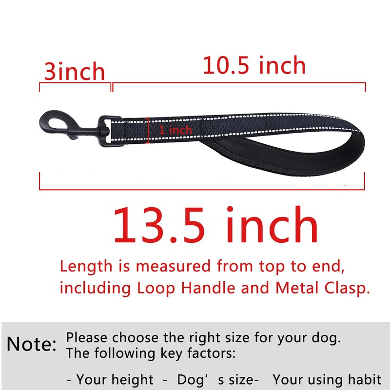 CHMETE Short Dog Leash Heavy Duty Leash with Comfortable Padded