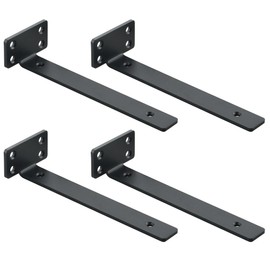 Alise Floating Shelf Brackets,4 Pack L Brackets for Wood Board,8'' Wall Brackets for Wall Hidden Shelves,Heavy Duty Bracket Metal Shelving Corner Brace Supports for Home,Garden,Office and DIY,Black