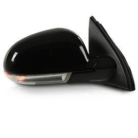 PIT66 Right Passenger Side Mirror Power Heated Turn Signal Puddle Light without Blind Spot Compatible with Volkswagen Jetta 2005-2010 Black VW1321123, 1K1857508BH9B9