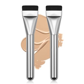 Foundation Brush, Liquid Foundation Brush, Flat Type, Spatula Brush, Extra Fine, Spatula, Cosmetic Tool, Portable, Silver