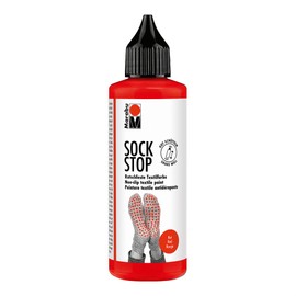 Marabu Sock Stop 17220106232 - 90 ml, Red, Rubbery Anti-Slip Water-Based Paint (No Latex), for Textiles, Secure Grip on Smooth Floors, Easy to Use from the Bottle