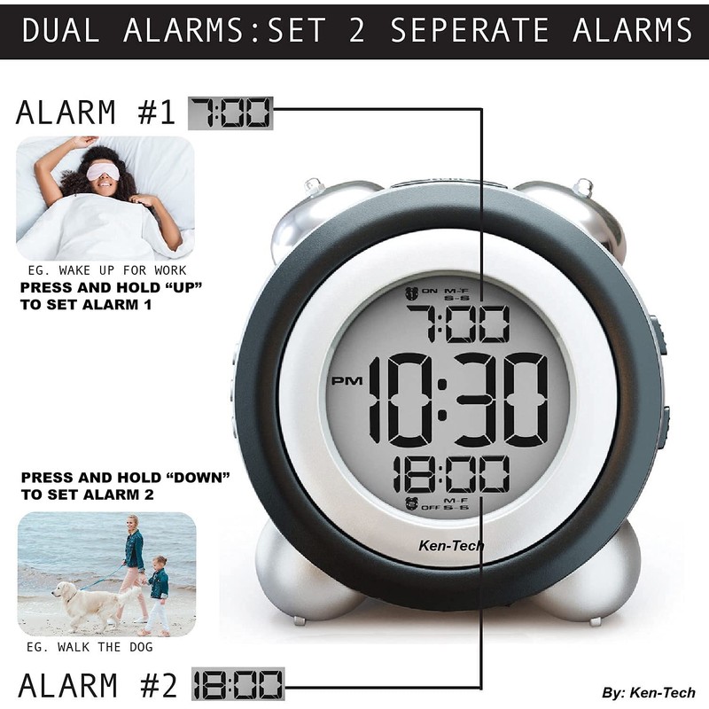 Sonnet Twin Bell Digital Alarm Clock - Very Loud Alarm