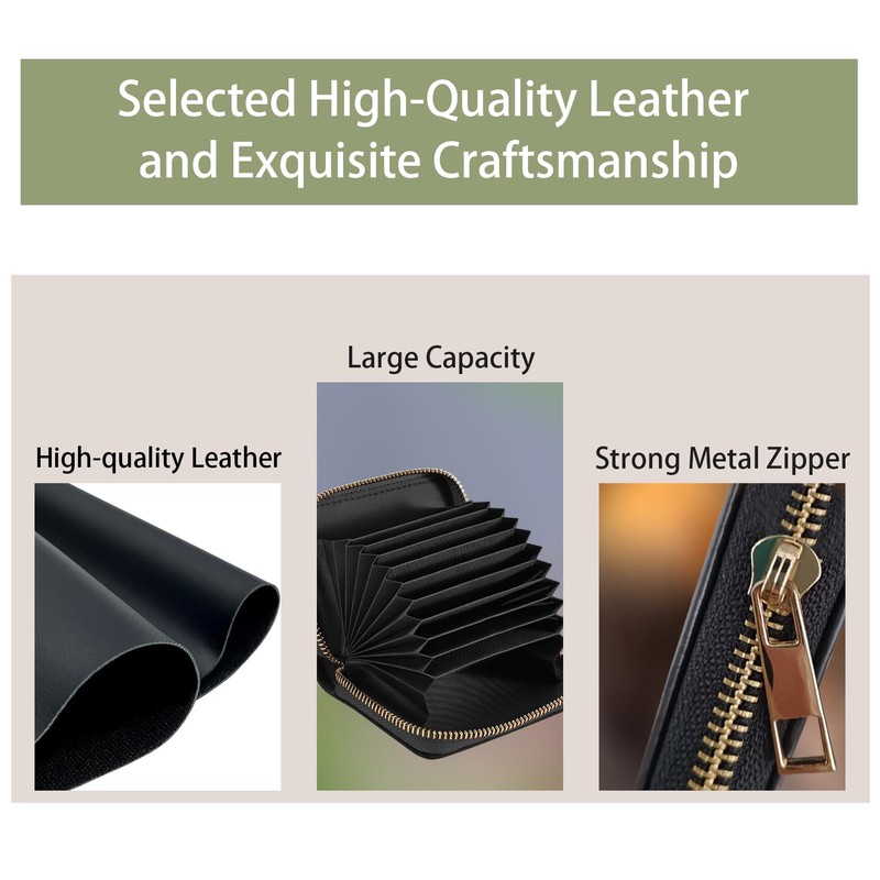 BWOOLL RFID Credit Card Holder Wallets for Women, Leather Card