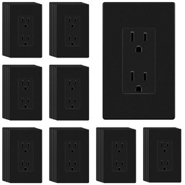 ENERLITES Matte Black Decorator Receptacle with Screwless Wall Plate, Standard Electrical Wall Outlet, 15A 125V, Self-Grounding, 2-Pole, 3-Wire, 5-15R, UL Listed, 40 Pack, Non Tamper Resistant