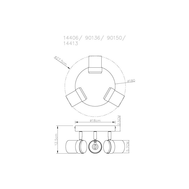 UKEW 3 Way Round Ceiling Light - Satin Stylish Home