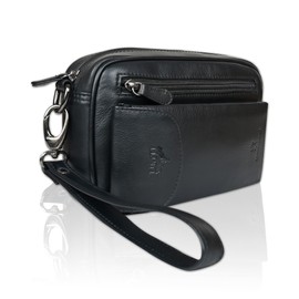 Leather Wrist Bag for Unisex Made of Cowhide Leather 21- (147A) Men's Bag Genuine Leather Bag, black