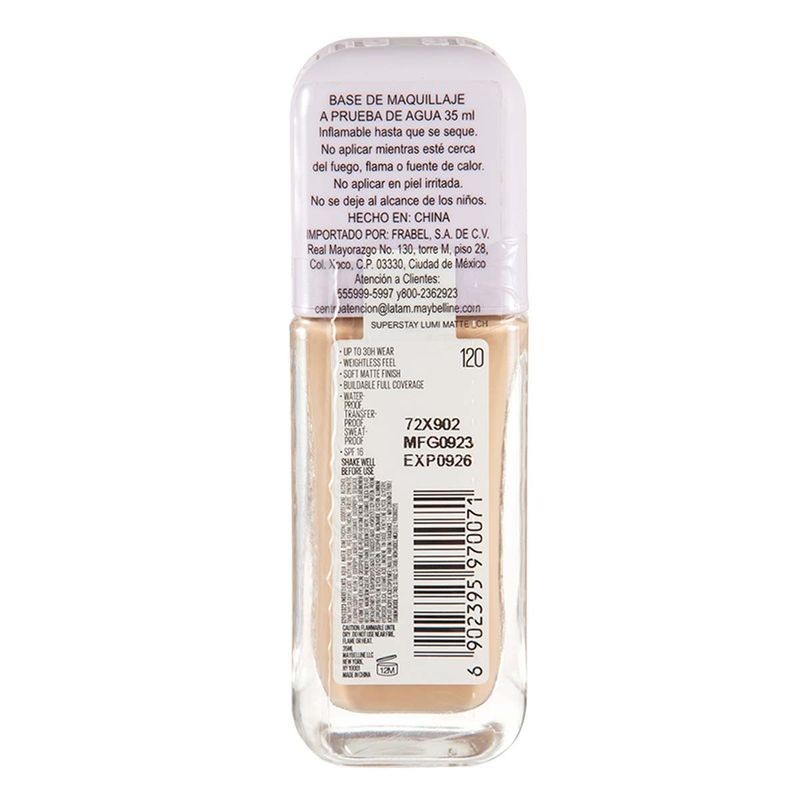 Base Maquillaje Maybelline tono 120 35ml