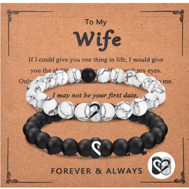 CERSLIMO Couple Bracelets Gifts for Wife Birthday Gift Ideas, Romantic Gifts for Her Wife Gifts Cool Gifts for Wife Birthday Valentines Day Christmas Gifts for Wife Best Wife Presents Unique