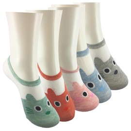 Fuzzy Cactus Pack of 5 Cat Socks for Women UK Size 2-7 Kitten Cats Novelty Socks