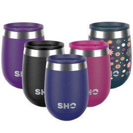 SHO Pacto - Ultimate Insulated Stainless Steel Reusable Coffee Cup & Stemless Wine Tumbler - 4 Hours Hot, 8 Hours Cold - 360ml - BPA Free (Midnight Blue, 360ml)