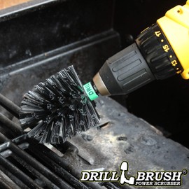 Mini Size Nylon Bristle Motorized Spinning Battery Powered Electric Grill Cleaning Brush by Drillbrush - Bristles are Safe for Consumption - The Best Way to Clean Your Barbecue Grill