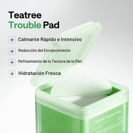 MEDIHEAL Teatree Trouble Pad - Almohadillas de tóner facial cuadradas de algodón con árbol de té y lactobacillus - Calmantes para calmar la piel sensi