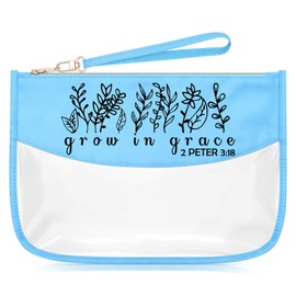 Christian Scripture Gifts for Women Blue Makeup Bag Bible Verse Inspirational Christian Quote Gifts Religious Christmas Decorations Cosmetic Travel Bag Organizer