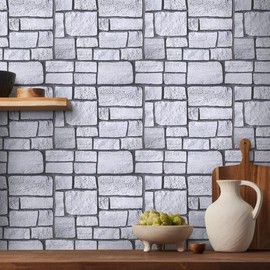 COMSTICKC 3D Faux Stone Wall Panel,Peel and Stick Tiles,10 Pcs of 12"X12",Self-Adhesive PVC Lock Stone Adhesive Black Rock Paneling Backsplash,Paintable Decorative Tile