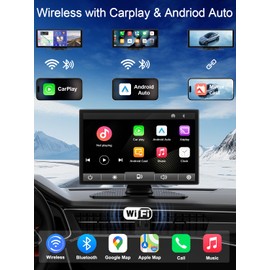 Carplay Screen for Car 9 inch Portable Wireless CarPlay & Android Auto with 4K Dash Cam,1080p Backup Camera, Touch Screen Car Stereo GPS Navigation,Bluetooth,FM,Voice Control - Upgrade for Old Cars