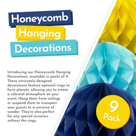 Totely Paper Planet Decoration, 3D Colourful 9 Hanging Planets, Solar System Paper Honeycomb Lanterns for Space Themed Party Decorations Science Birthday