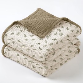 Lulu moon Muslin Baby Blanket - Cotton Toddler Blankets for Cribs - Quilt Nursery Blanket for Baby Boys and Girls 47"x47"(Autumn Leaf)