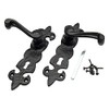 Merriway BH01855 Black Antique Fleur-de-Lys Design Lever Lock Door Handles,