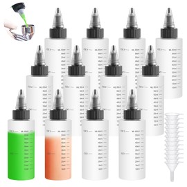 Tplook 12 Pcs 60ml Dropper Bottles Translucent Graduated Plastic Model Paint Divider Bottles with Dropper Bottles with 6 Funnels for Paint Liquid Container Dilution, Experiment, DIY, Crafting and Arts