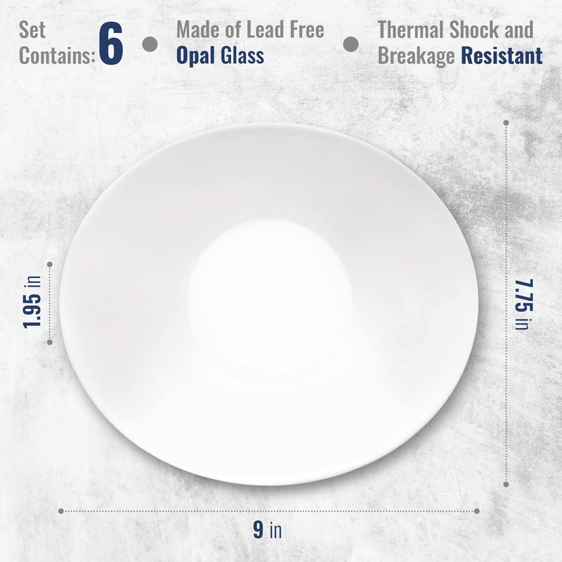 Bormioli Rocco Prometeo 9" Opal Glass Soup and Pasta Plates,
