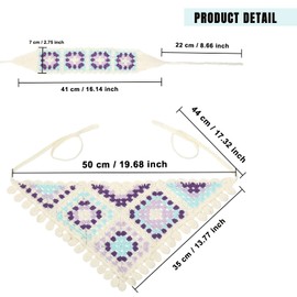 Molans 2pcs Crochet Hair Bandanas Women Knitted Hairbands Floral Headscarf for Women Girls