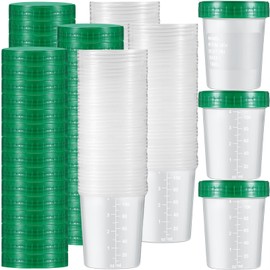 Geiserailie 100 Pcs Disposable Specimen Cup Urine Pee Cups for Testing 4oz Specimen Container with Leak Proof Screw on Lids for Safe Urinalysis Pee Stool Sample Collection Analysis (Green)