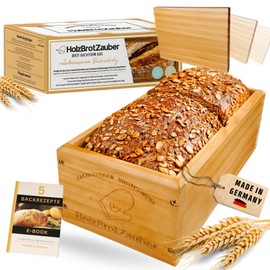 HOLZBROTZAUBER 30 cm Bread Baking Mould Made of Beech Wood - Baking Bread Baking Mould - Integrated Divider - Wooden Baking Mould for Any Bread - Beech Wood Baking Box - Bread Baking Frame for 1.5 kg