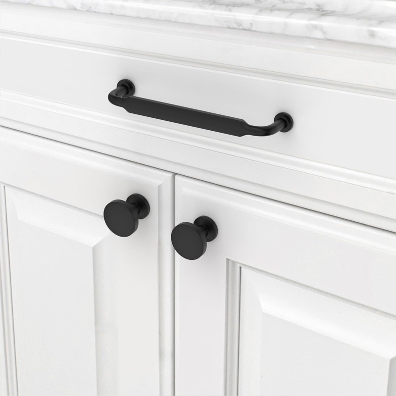 KNOKLOCK 10 Pack Matte Black Cabinet Pulls 5 Inch(128mm) Hole