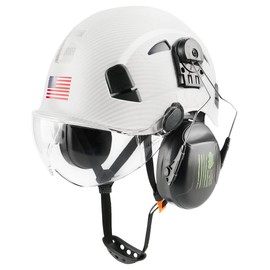 Safety Helmet Hard Hat with Visor and Ear Protection Adjustable Lightweight Vented ABS Work Helmet for Men and Women 6-Point Suspension ANSI Z89.1 Approved Ideal for Industrial & Construction