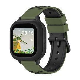 MAKCPOIMER 20mm Kids SmartWatch Bands Compatible with GabbWatch 3e/3/2/1, Sport Silicone Strap Replacement for GizmoWatch 3 2 1/ SyncUPWatch/Cosmo Jr Track/AT&T amiGo Jr(ArmyGreen/Black)
