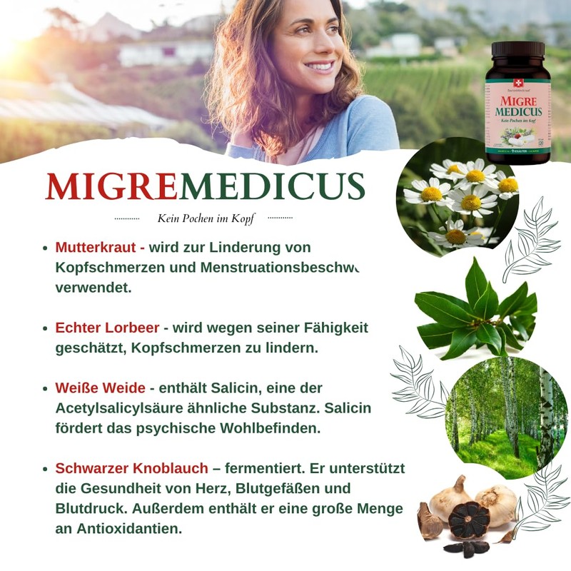 SwissMedicus MigreMedicus - Headache Free Thanks to Natural Power with