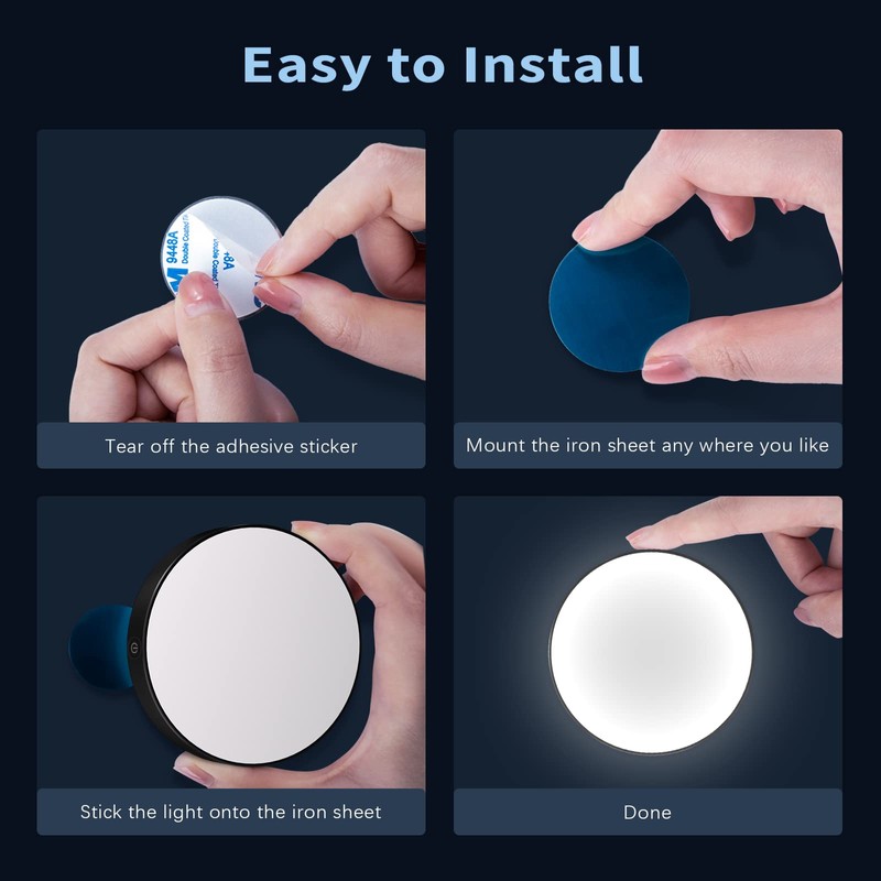 Ferswe Rechargeable Tap Light 6000K, Dimmable Touch Light with 1000mAh
