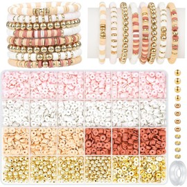Matomtak 3000pcs Clay Beads Bracelets for Women, Bracelet Making Kit Golden Beads for Jewelry Making, Charms Bracelet Kit DIY Arts and Crafts Birthday Gifts Preppy Retro Style
