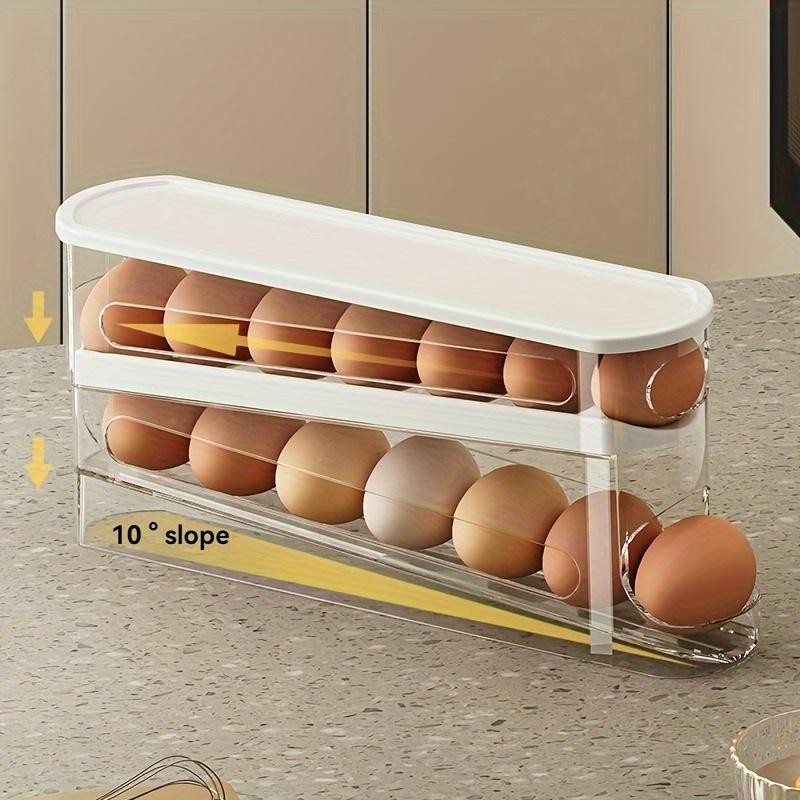 Clear Egg Storage Box, 1 Count Space Saving Rolling Egg