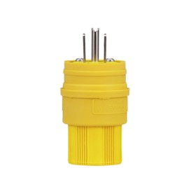 EATON 14W47-K Arrow Hart Straight Blade Watertight Grounded Electrical Plug, 125 Vac, 15 A, 2 P, 3 W , Yellow