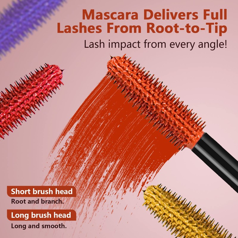 Joyeee 6 Colors Waterproof Colored Mascara Set, Lengthening, Volumizing, Long-Lasting,