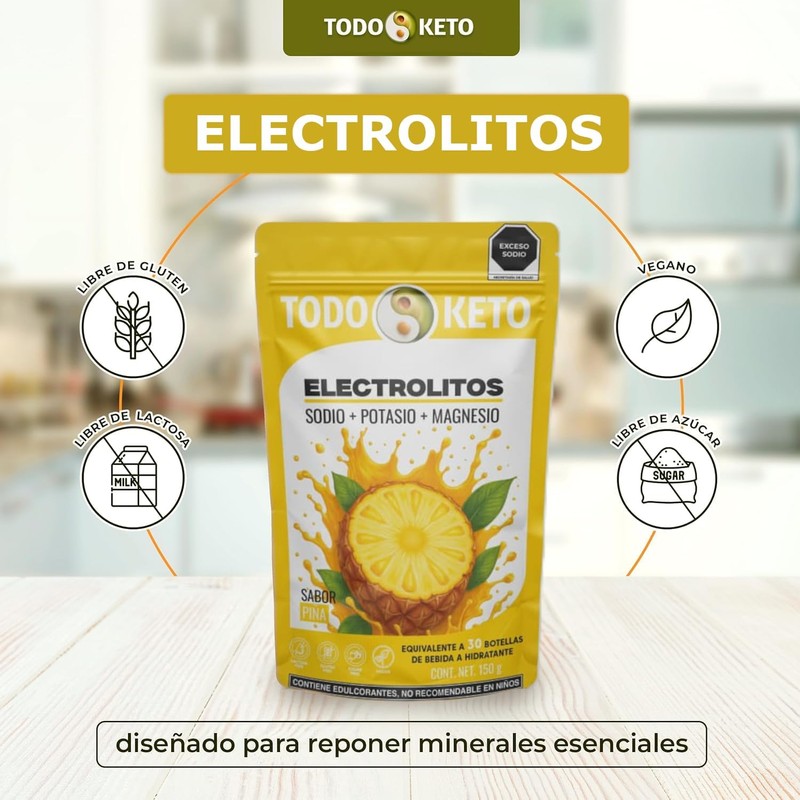 TODO KETO Electrolito Polvo Sin Azúcar (150g) - Paquete de
