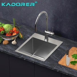 13 x 15 Inch Drop In Bar Sink, Small Kitchen Sink Single Bowl Topmount Bar Prep Sink 18 Gauge Stainless Steel Bar Sink with Basket Strainer