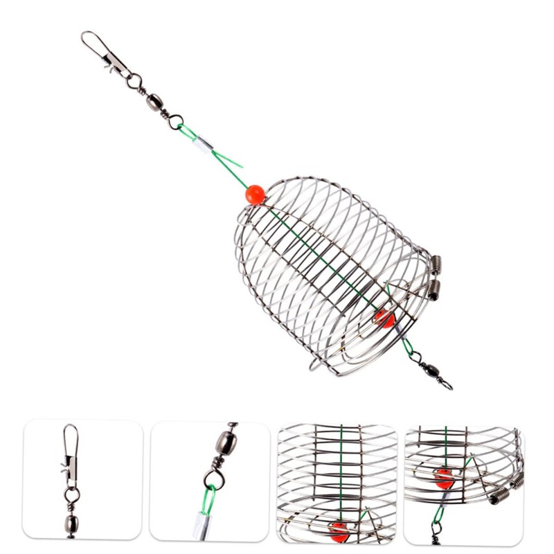Kisangel 30pcs Stainless Steel Fishing Bait Trap Cage Basket Feeder