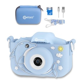 Contixo KC3A Kids Digital Camera - 1080P Toddler Camera with Selfie Mode, Games, Sound Recording, 8X Zoom, 32GB SD Card, USB-C Rechargeable Educational Toy for Boys Girls Ages 3-8, Blue