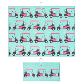 Playing It Forward Golf Cart Fun Golf Towel with Clip for Women and Men, Microfiber Waffle and Ball Towels, Set of 2